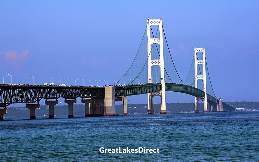 Labor Day walk across Mackinac Bridge on Lake Huron