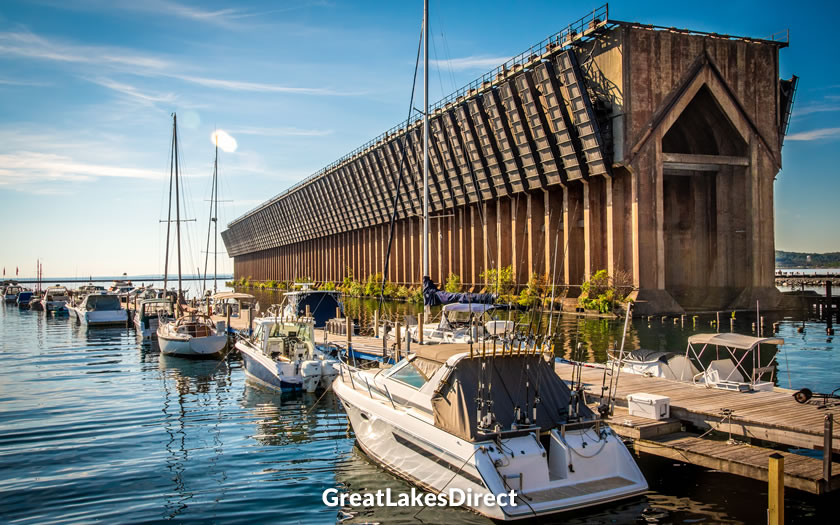 Marina and disused iron ore dock in Marquette